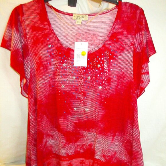 ONE WORLD NEW WITH TAGS~RED/WHITE/BLUE & LACE~ SIZE MEDIUM - Picture 1 of 9